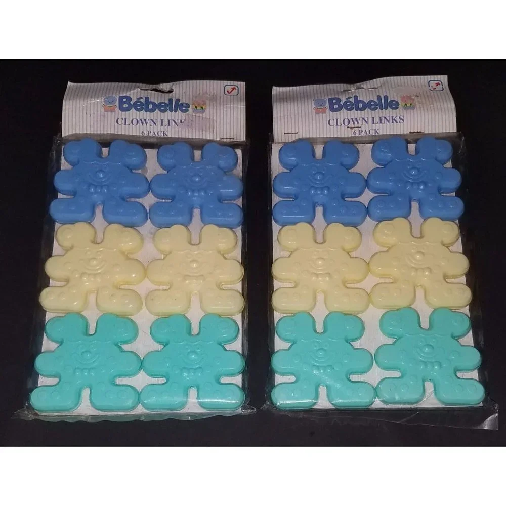 NEW Bebelle Clown Link Lot (6 Packs of 6 Links) Baby Toys Blue Yellow Green Pink